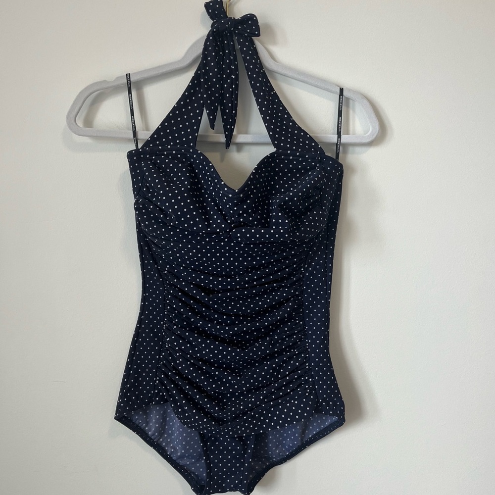 MIRACLESUIT Spellbound pin point Polka Dot Halter One Piece Swimsuit S - Picture 3 of 16